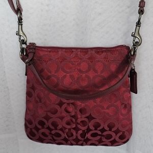 Coach Brooke Pleated Crossbody/Shoulder Bag Maroon Red